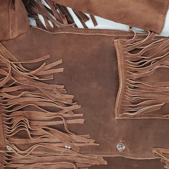 Vintage fringe seude jacket men's size 44 brown lined  Western Made in Mexico - Picture 11 of 16